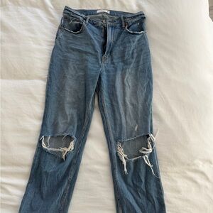 Abercrombie & Fitch Blue Distressed Straight Leg Jeans